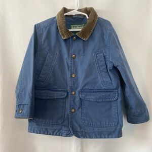 L.L. Bean Kids Blue Canvas Chore Jacket Barn Coat Size 4 Vintage Workwear